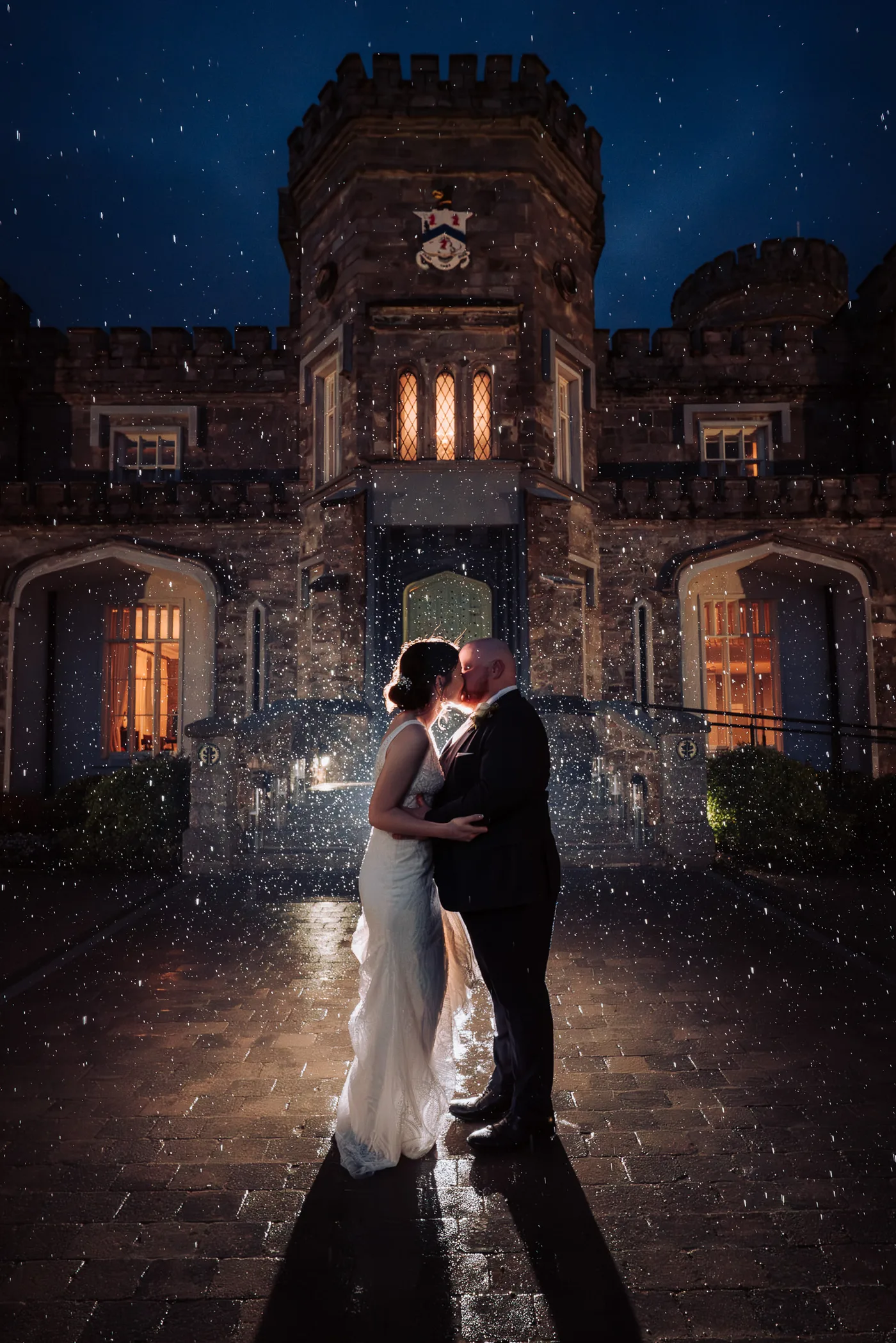 Bride groom rain killeavy castle